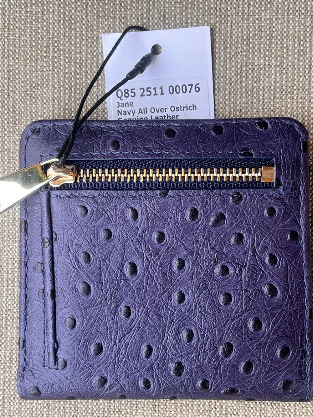 NWT Brahmin Jane in NAVY ALL OVER OSTRICH Wallet
